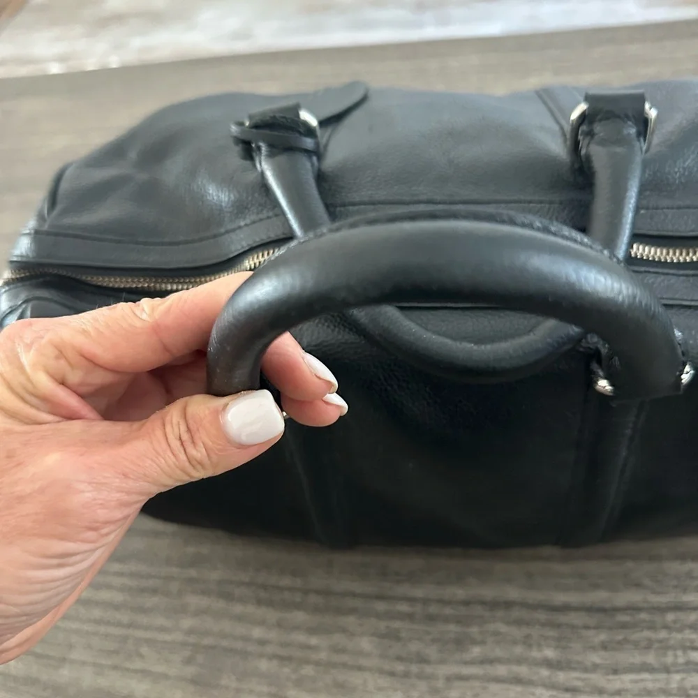 Charles Jourdan Black Leather Duffel Bag